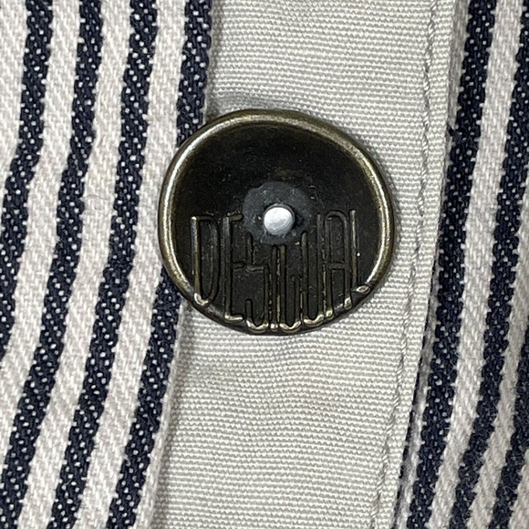 Desigual Charcoal Londres Blazer Jacket Women's Size 36 Striped Raw Edge Cotton - Picture 8 of 11